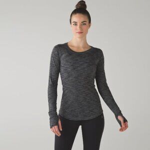 LULULEMON 5 Mile Long Sleeve Heathered Black No Size Tag/ Dot Check Measurements